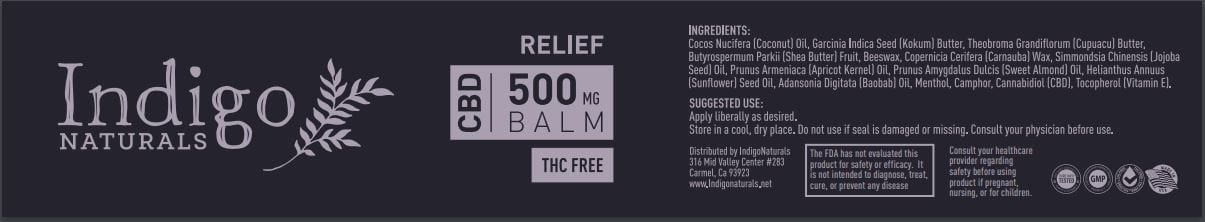 indigonaturals.net Tincture CBD Pain Balm-500mg